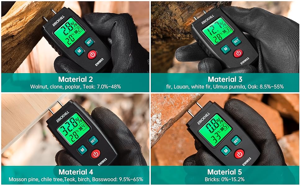 ERICKHILL Wood Moisture Meter, Pocket Size Wood Moisture Detector with