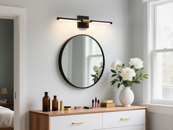 Faziyo Black Gold Vanity Light Fixtures for Bathroom Over