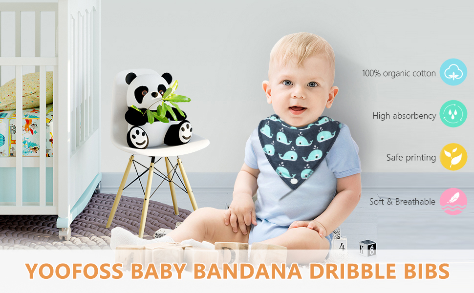Yoofoss Baby Bibs Dribble Bandana Bibs for Boys Girls Plain Colour