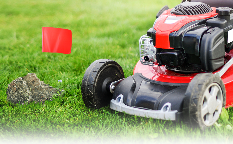 Red Marking Flags 100 Pack 4x5Inch Red Flag on 15Inch Wire Small Yard Flags Marking