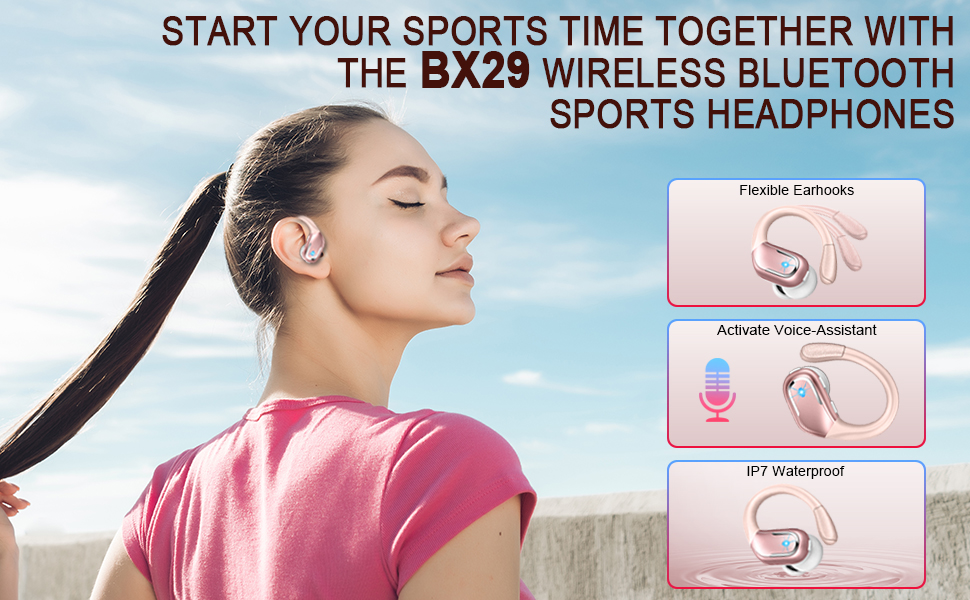 sports earbud Black earbud wireless earbud with earhooks wireless earbud with microphone