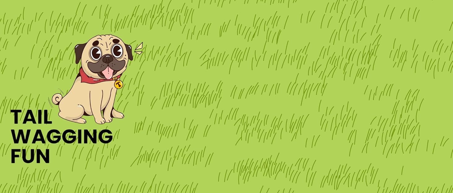 Happy pug wagging tail