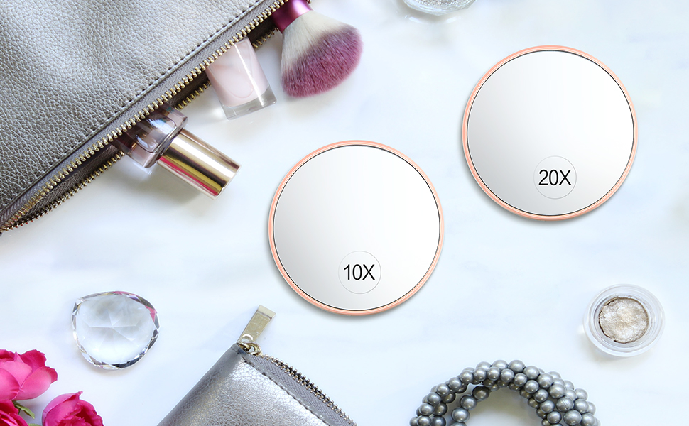 Magnifying Mirror, Funtopia 3.5 Inch 20X Mirror & 10X Magnifier Mirrors with 2 Suction Cups