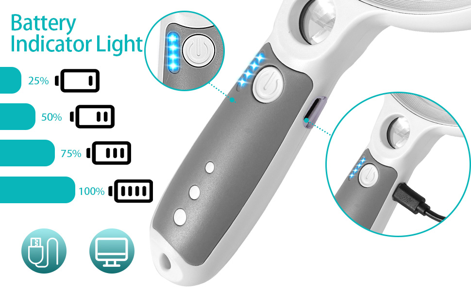 rechargeable magnifying glass with light