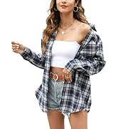 Lumister Oversized Flannel Shirt Women Long Sleeve Plaid Button Buffalo Shirt Blouse Tops with On...