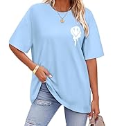 ADOREJOY Oversized Tshirts for Women Crewneck Summer Short Sleeve Loose Graphic Basic Tees