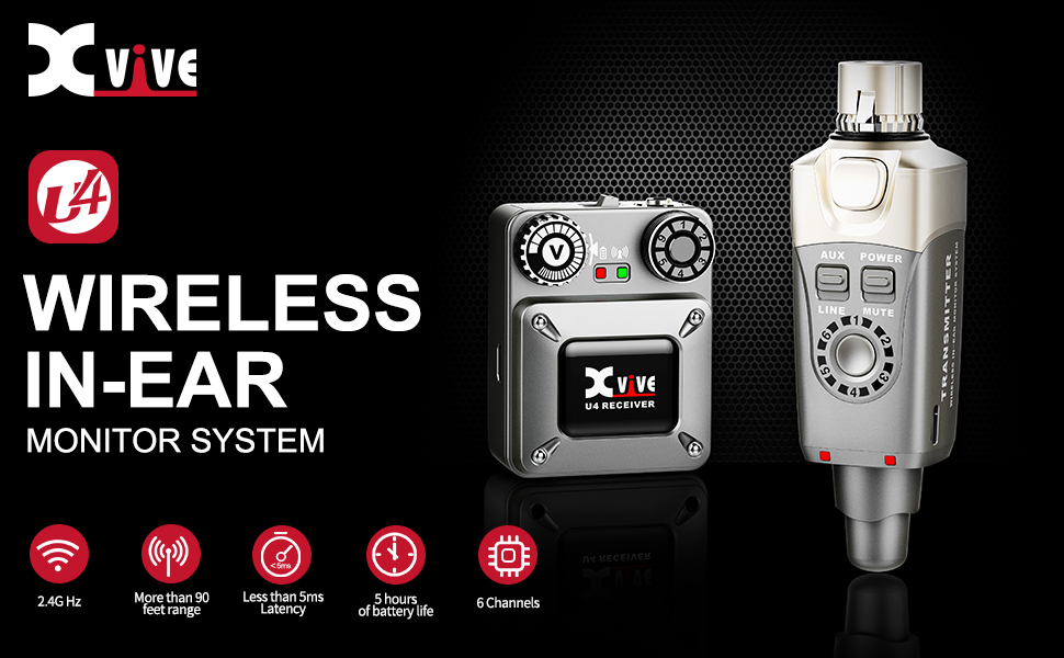 Xvive U4 In Ear Monitor Wireless System Professional IEM Wirelss