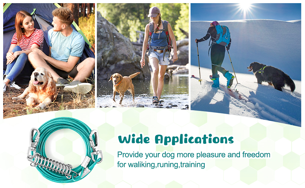 Tie Out Cable for Dogs, 50FT Dog Leads for Yard Chew Proof, Heavy Duty