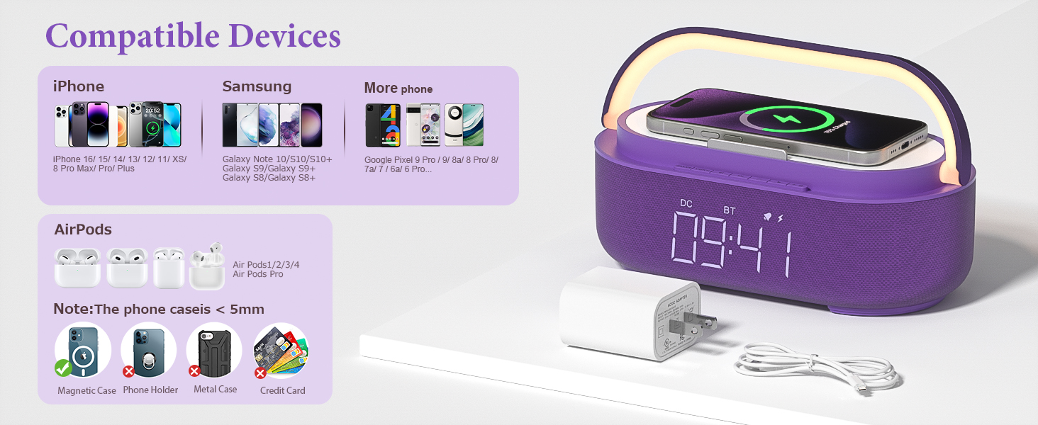 6 IN 1 Alarm Clock for Bedroom