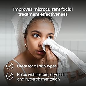 Imporoves Microcurrent, all skin types. Helps with dryness