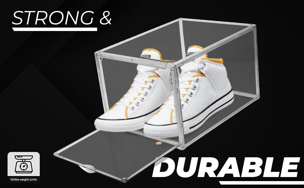 Pure Aesthetics Shoe Boxes Clear Plastic Stackable Front