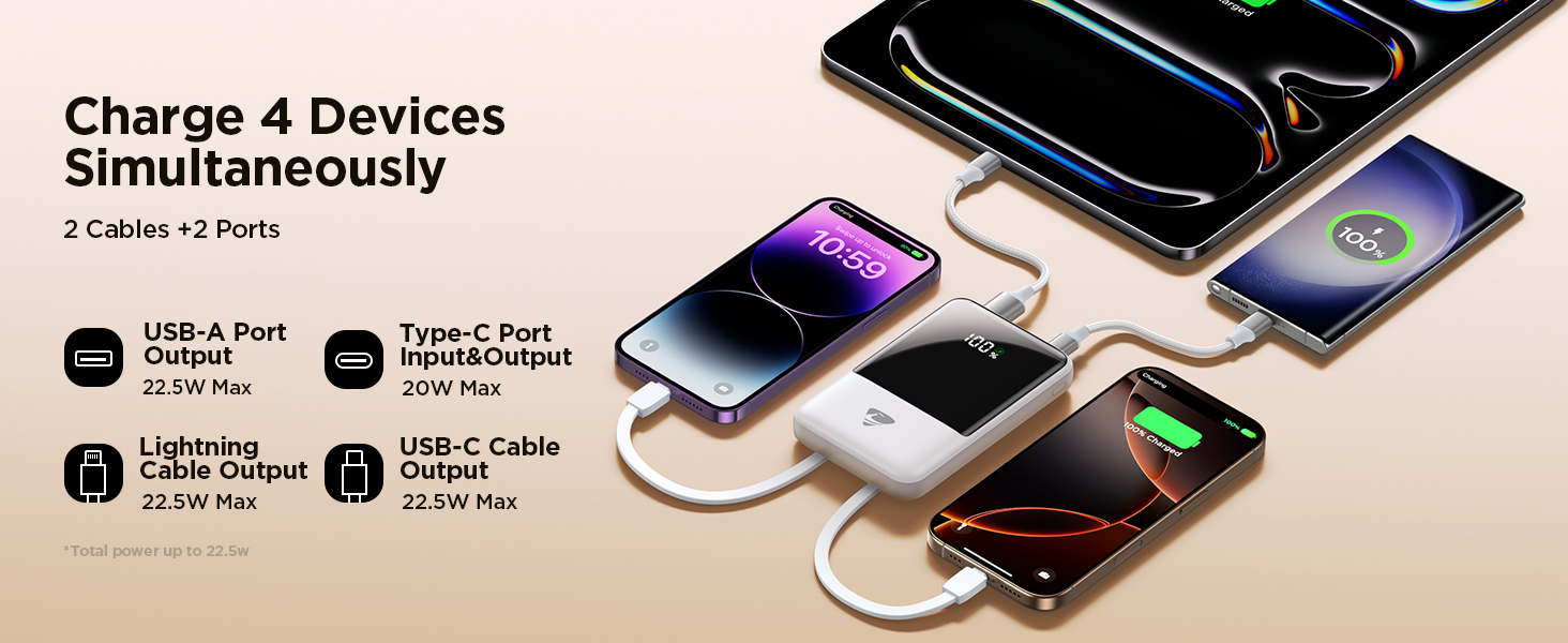 power bank for iphone 11 portable charger with cables power bank