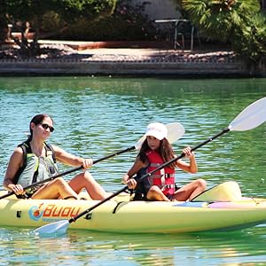 Buoy Watersports Havasu Two Seat Kayak - Mom and daughter are paddling on the lake