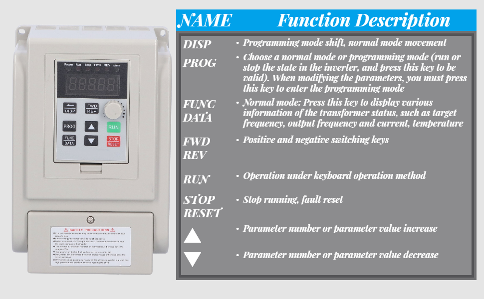 Variable Frequency Inverter 2.2KW VFD SinglePhase 110V to ThreePhase