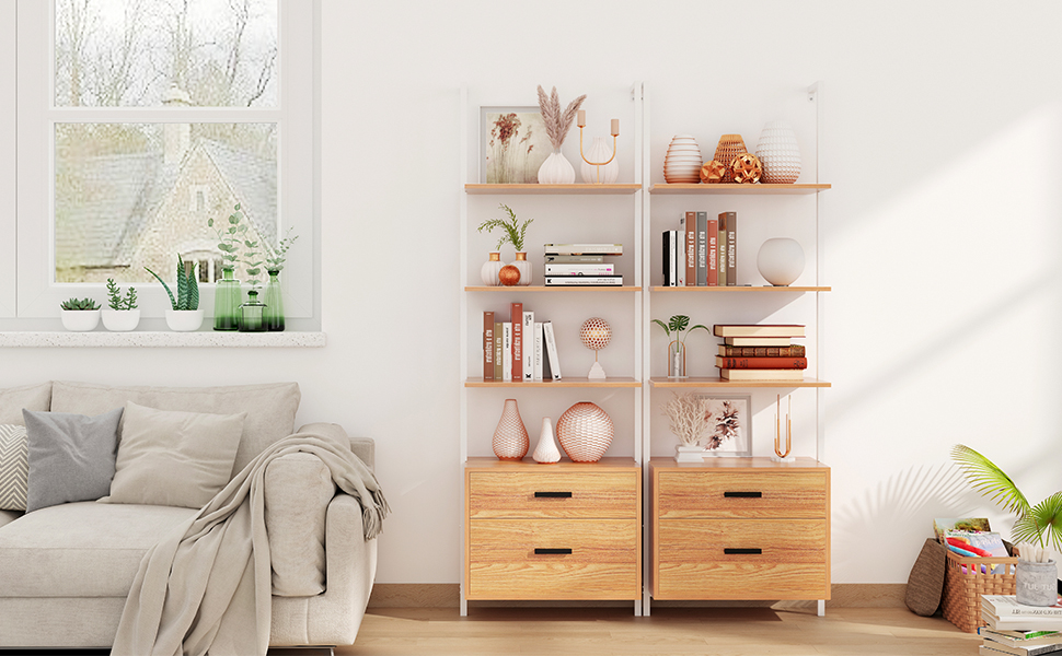 SDHYL Ladder Shelf with Drawer 4Tier Ladder Shelf