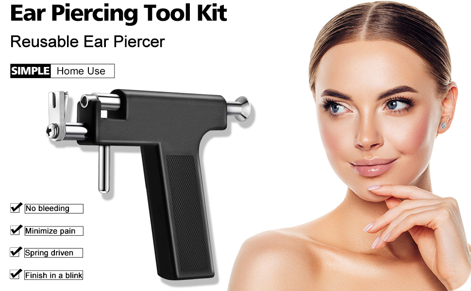 Ear Piercing Gun Kit,Nose Navel Piercing Machine with Stainless Steel