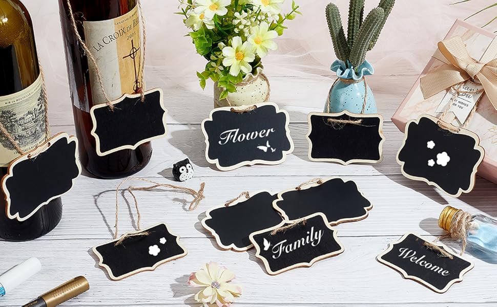 DELORIGIN 10pcs Blackboard Slate Decanter Tag 2 Styles Mini