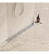 Neodrain 24 Inch Rectangular Linear Shower Drain with Brick Pattern Grate, Brushed 304 Stainless ...