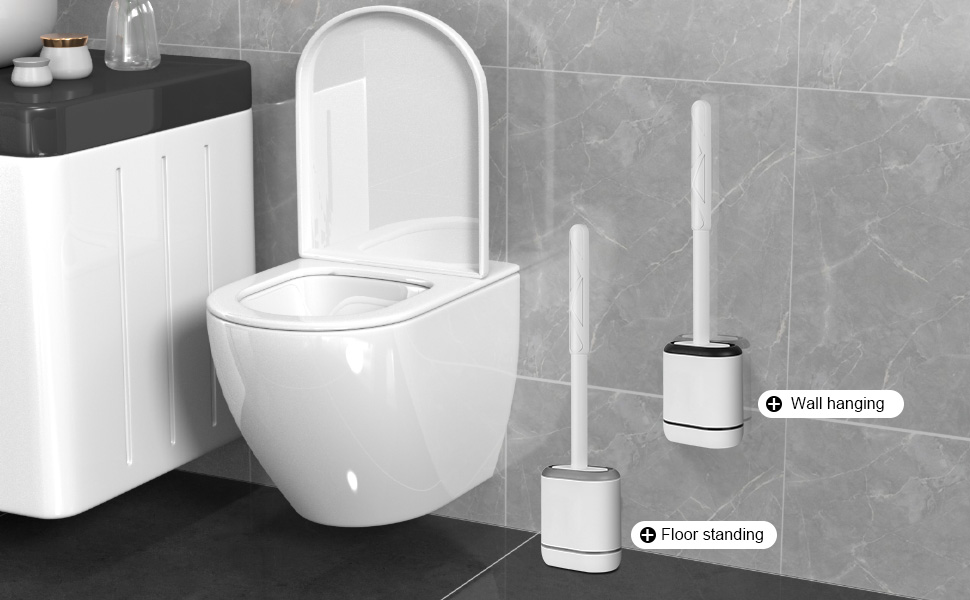 TSDXSM Toilet Brush 2 Pack Toilet Bowl Brush and Holder Set, Silicone