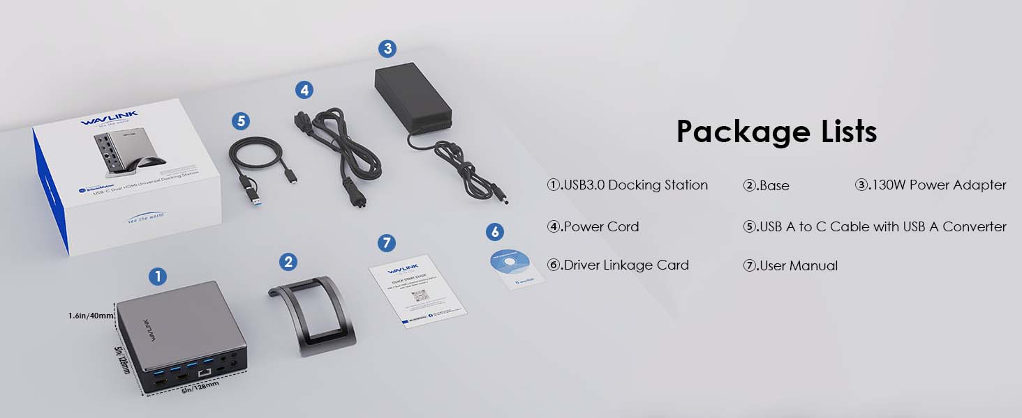 WAVLINK Docking Station for Laptop Dual Monitor, Universal Docking