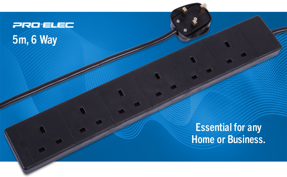 Pro Elec PELB1712 6 Gang Extension Lead, 5m Black Amazon.co.uk