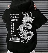 UOUA Men's Graphic Quarter Zip Hoodies Casual Long Sleeve Drop Shoulder Sweatshirt Pullover Stree...