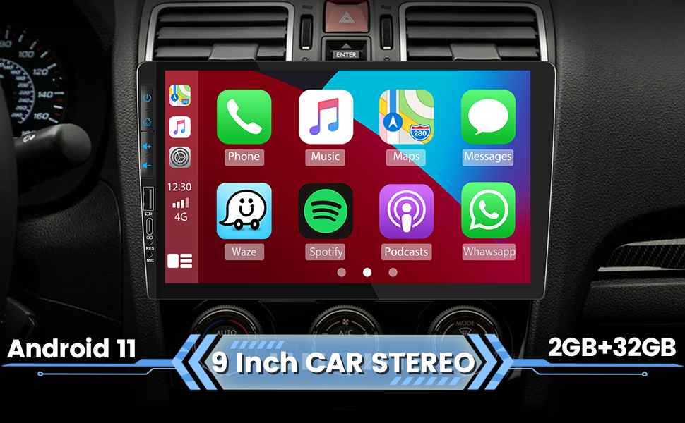 Wireless Single Din Car Stereo CarPlay Android Auto 9 Inch