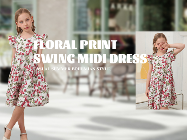 Amazon.com: GORLYA Girls Floral Print Ruffle Sleeve Tiered