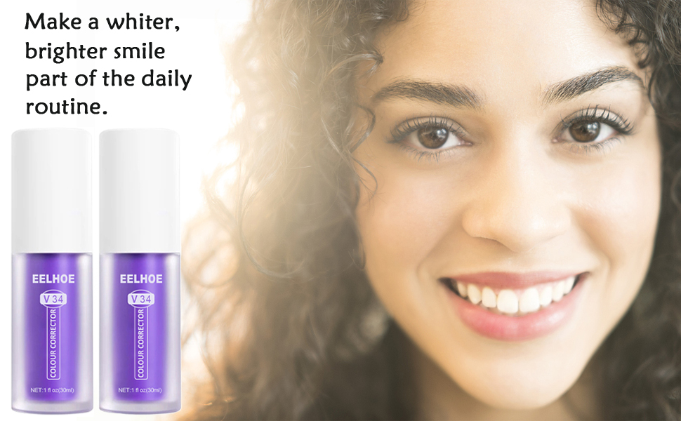 V34 Colour Corrector Toothpaste,Purple Teeth Whitening Toothpaste