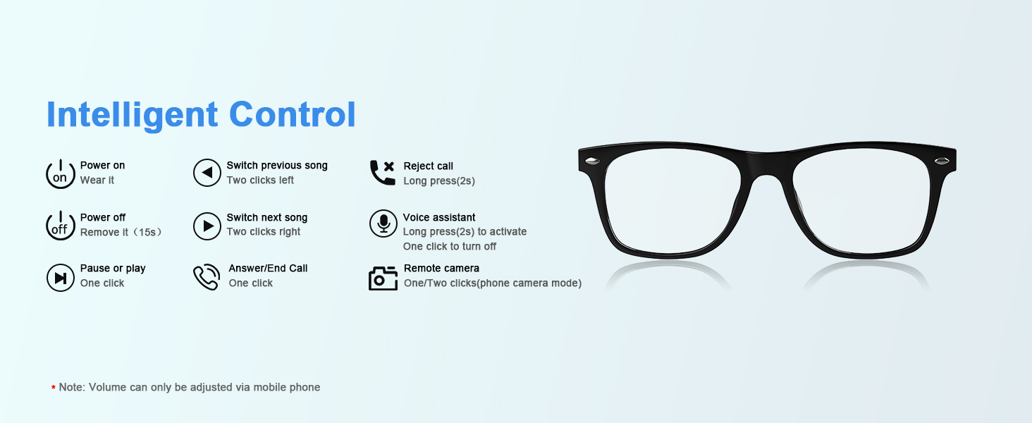 smart AI glasses for women & men, basic operation of blue light glasses with bluetooth
