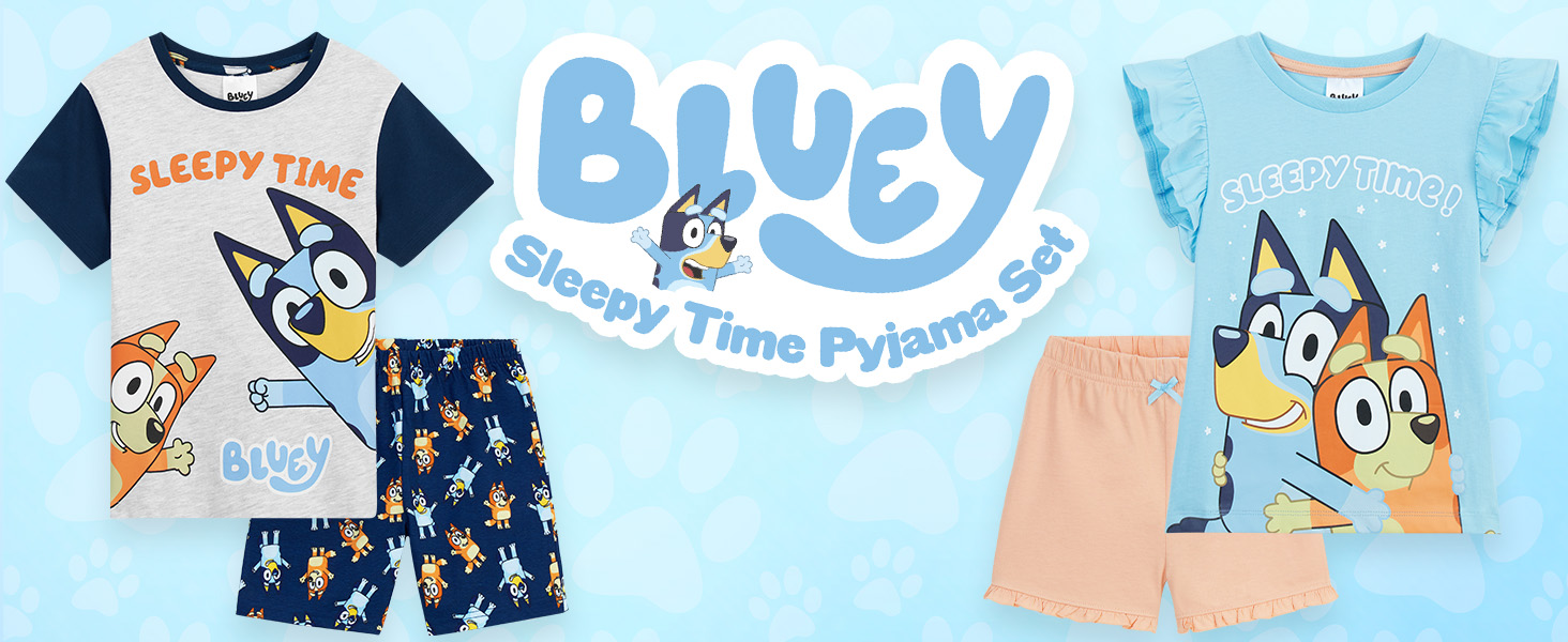 Bluey Pyjama Fille Garcon, Ensemble de Pyjamas Enfant Officiel Dessin Animé, Ensemble TShirt et