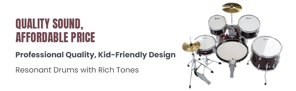 Havana 104-5WR 5-Piece Junior Acoustic Drum Kit With Hardware- Wine Red 3 Havana Junior Drumset