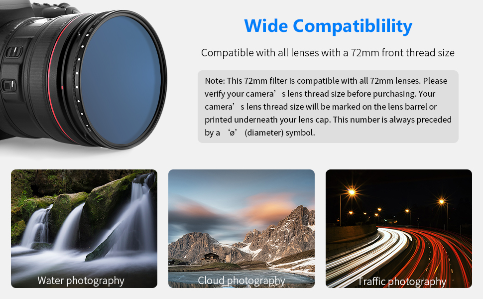 Neewer 72mm MRC ND Filter, Variable Neutral Density