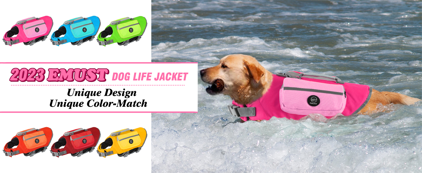 EMUST Dog Life Vests, Sports Style Dog Life Jacktets for Boat with