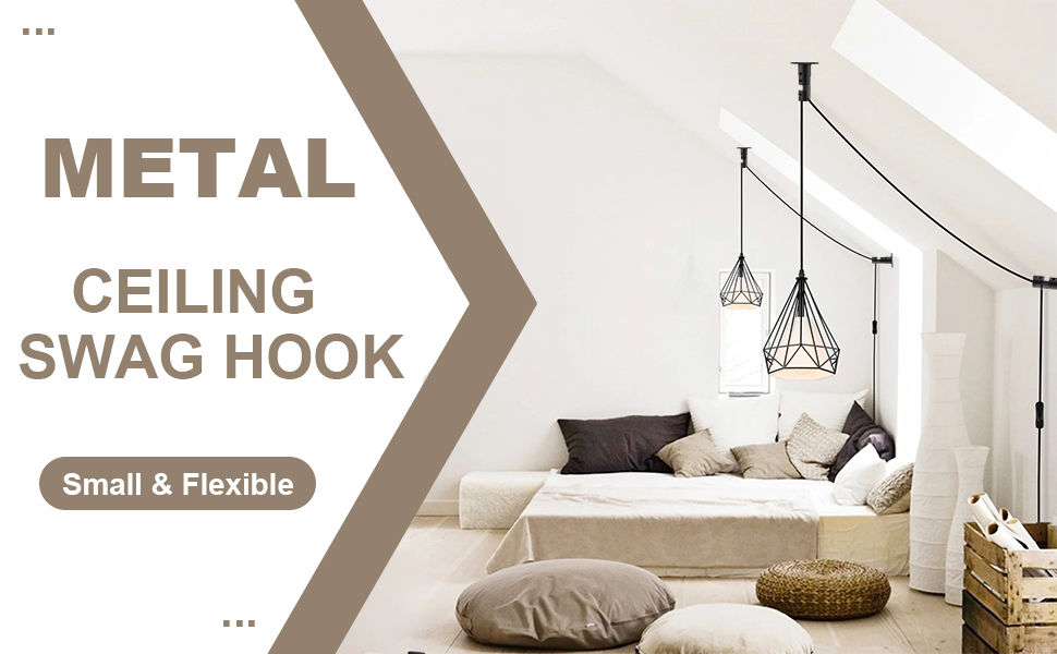 AKBFOX Metal Swag Hooks for Ceiling Hanging, Pendant Lights Hooks