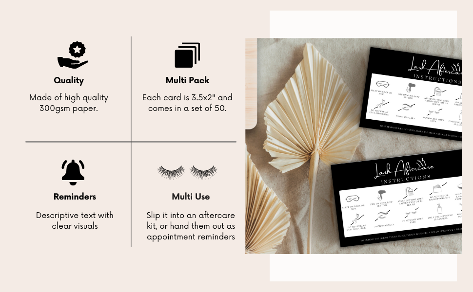 Lash Aftercare Card 50 Aftercare Lash Extensions Card