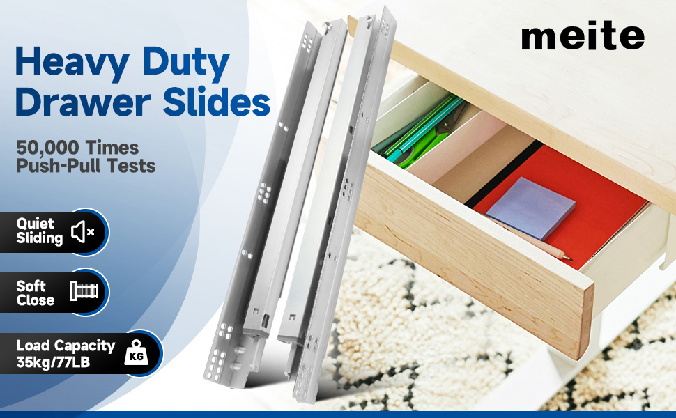 meite Soft Close Undermount Drawer Slides 12 Inch 21 Inch Full