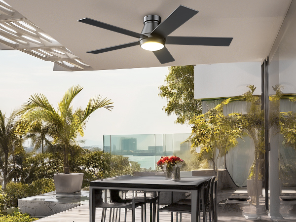 TCL 52" Ceiling Fan with Lights, Black Flush Mount Ceiling Fans with Remote Control