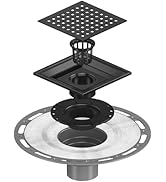 Neodrain 6 in Matte Black Square Shower Drain Brushed 304 Stainless Steel Drain Grate Removable D...
