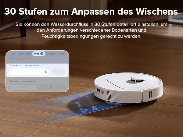 30 Stufen zum Anpassen des Wischens