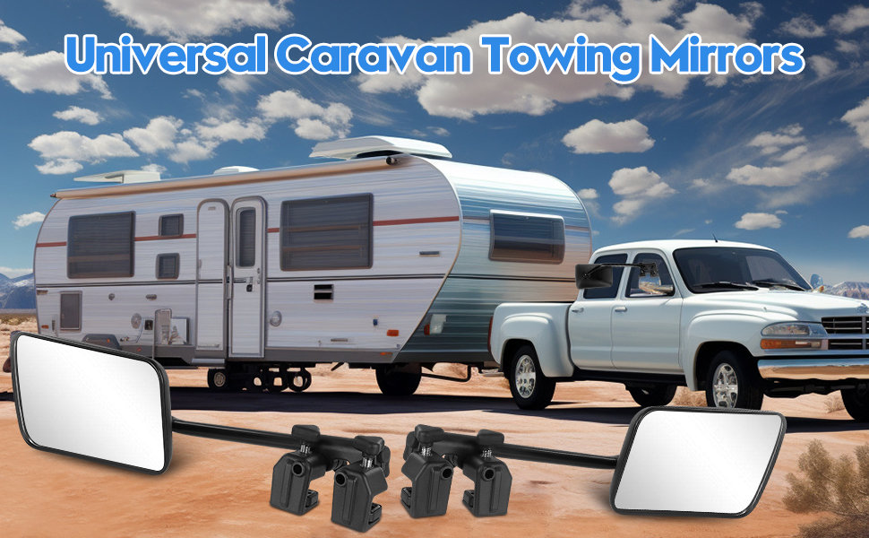 WAKERUG Caravan Towing Mirrors, External Motorhome Mirrors, Universal