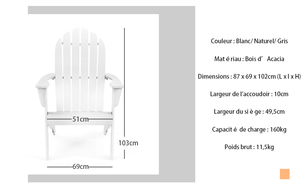 RELAX4LIFE Fauteuil Adirondack En Bois Acacia Massif, Certifié FSC, Résistant Aux Intempéries,Chaise D'Extérieur Charge Max 160 KG Pour Balcon, Terrasse, Plage, Naturel 16 4