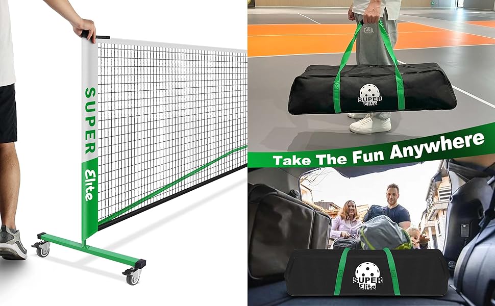 Pickleball Net Set with Wheels Portable Outdoor for