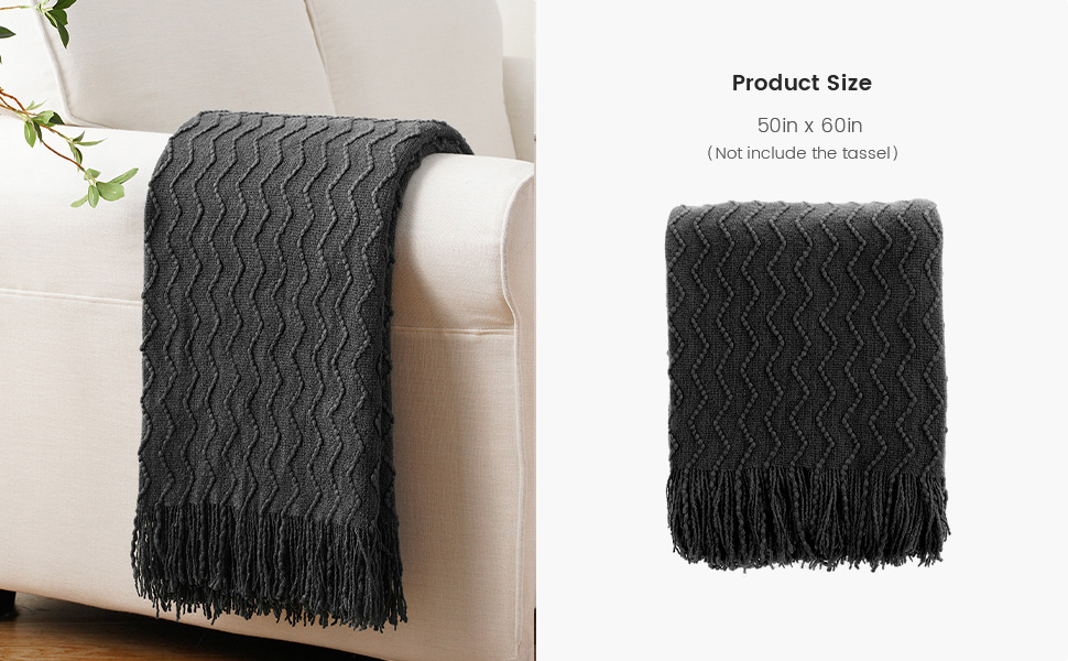 BATTILO HOME Black Throw Blanket for Sofa Couch Office Living Room Home