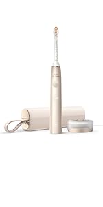 prestige sonicare toothbrush in champagne color with travel case and charging stand