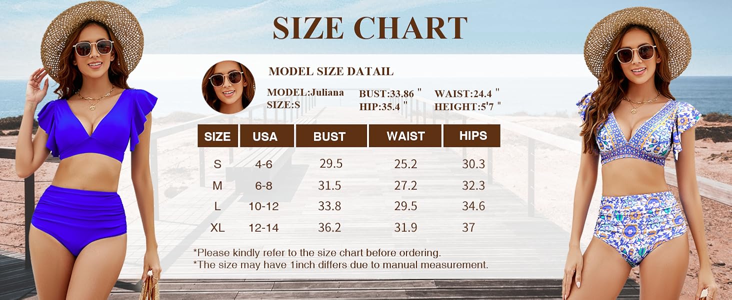 ruffle swimsuits for women high waisted bikini bathing suit for women tummy control