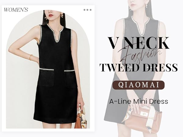 Qiaomai Womens Summer Casual Sleeveless Tank Dress V Neck