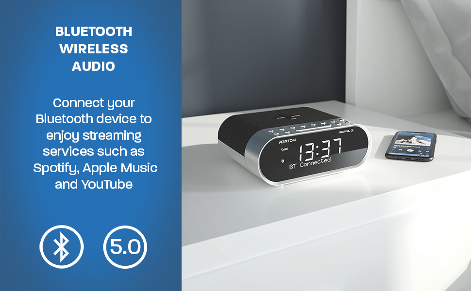 DAB+ DAB Digital FM Clock Radio, Wireless Phone Charger, Dual Alarm