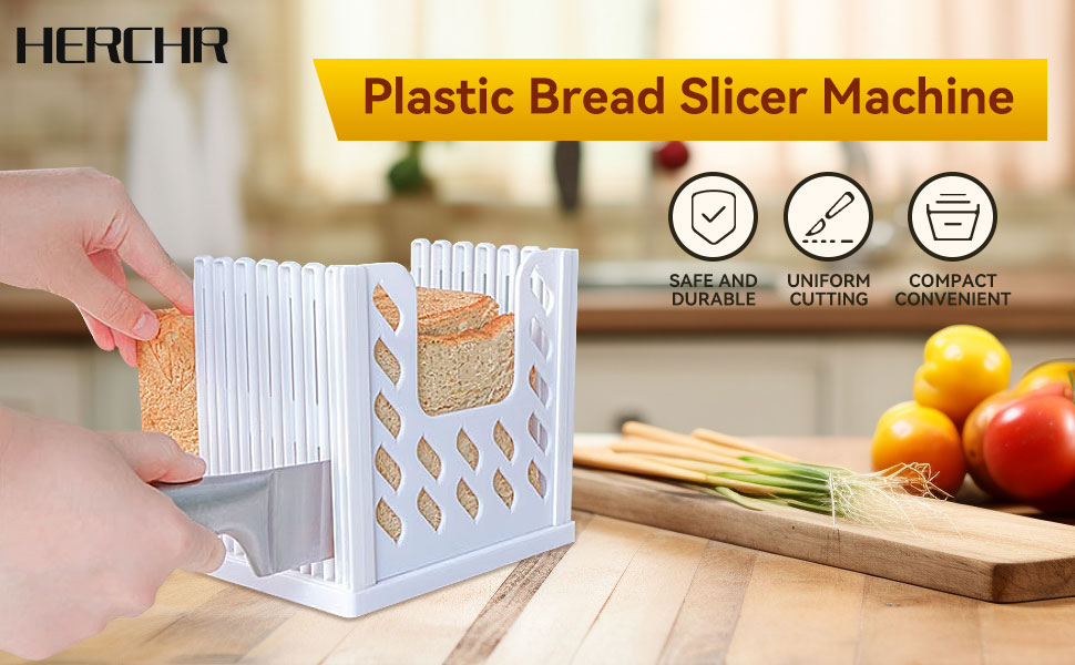 HERCHR Bread Slicer, Plastic Bread Slicer Machine Adjustable Toast