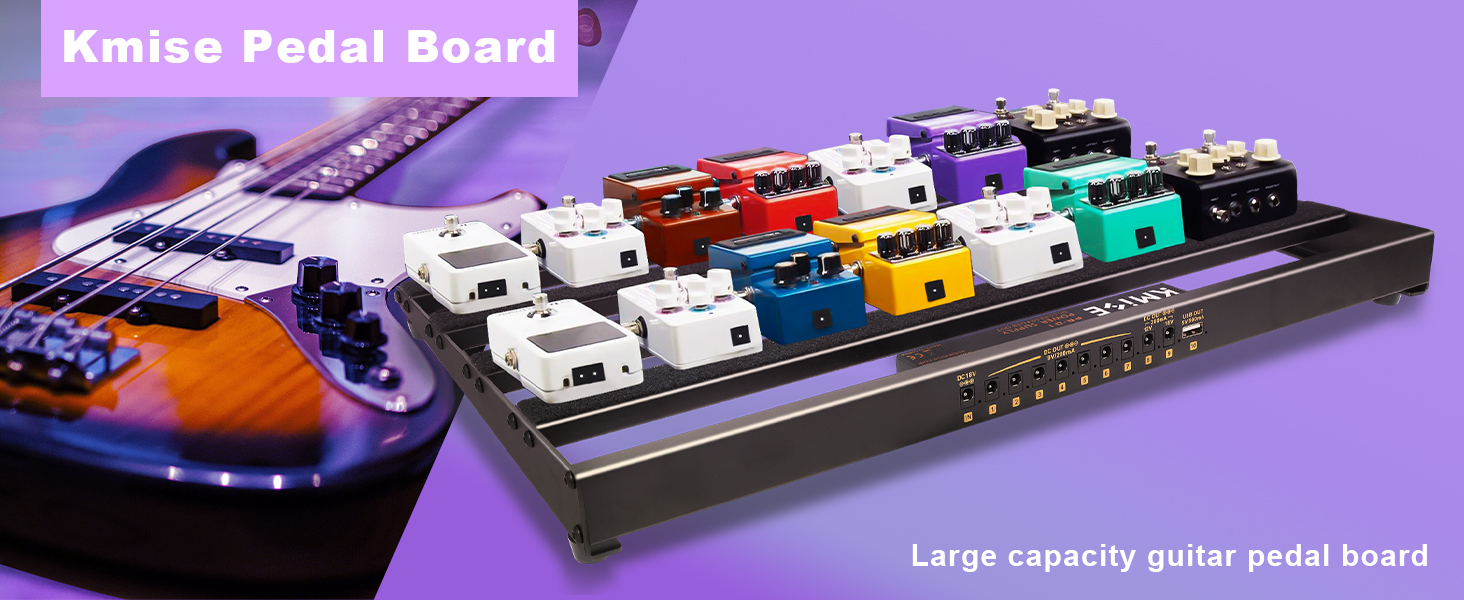 Guitar Pedal Board with Builtin Power Supply 24x1.9x12.5